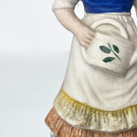 ANTIQUE German Bisque Figurines | Hand Painted Porcelain Farmers Couple | - Picture 4 of 8